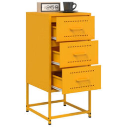 Berkfield Bedside Cabinet Mustard Yellow 36X39X78 Cm Steel - thumbnail 4