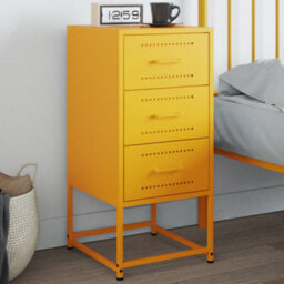 Berkfield Bedside Cabinet Mustard Yellow 36X39X78 Cm Steel - thumbnail 1