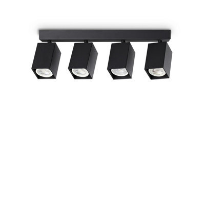 Ideal Lux Luminosa Dynamite Square Ceiling Spotlight Bar Black 4X Gu10 - image 1