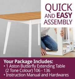 Hallowood Furniture Aston Butterfly Extending Dining Table In White Painted Finish - thumbnail 7