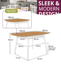Hallowood Furniture Aston Butterfly Extending Dining Table In White Painted Finish - thumbnail 3