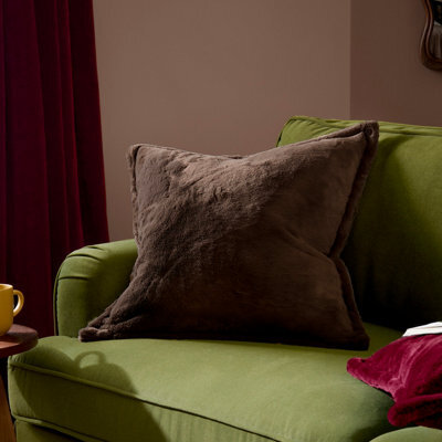 furn. Furn Kallu Faux Fur Polyester Filled Cushion, Chocolate, 55 X 55Cm - image 1