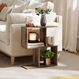 Wyld Haus Tolezi Oak Narrow S-Shaped Side Table With 3-Tier Storage, 50 X 19.5 Cm - thumbnail 3