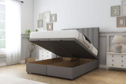 "Comfort Lorenzo Pewter Dumfries Ottoman Bed Base With 54"" Floor Standing Headboard 4' Small Double" - thumbnail 2