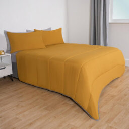 OHS Coverless 10.5 Tog Duvet & Pillowcase, Grey/ochre - King - thumbnail 2