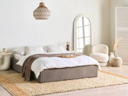 Beliani Ottoman Bed Without Headboard Boucle Dinan 140 X 200 Cm (Eu Double) Taupe - thumbnail 2