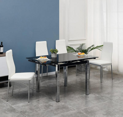 Furnizone UK Piccolo 4-Seater Extending Dining Table And 4 Monza White Faux Leather Chairs - image 1
