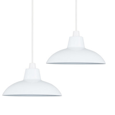 Valuelights Civic Pair Of Retro Style White Metal Easy Fit Ceiling Light Shades (D)28.8Cm - image 1