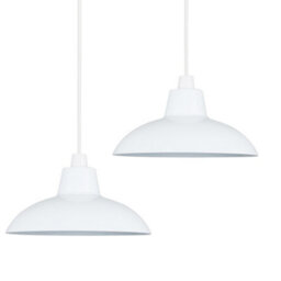Valuelights Civic Pair Of Retro Style White Metal Easy Fit Ceiling Light Shades (D)28.8Cm - thumbnail 6