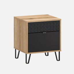 Heze Furniture Bellano Bedside Cabinet - Evok Oak / Black