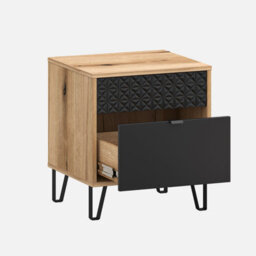Heze Furniture Bellano Bedside Cabinet - Evok Oak / Black - thumbnail 3