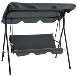 Outsunny Outdoor Metal Hammock Swing Chair 3-Seater Patio Bench Garden Grey - thumbnail 2