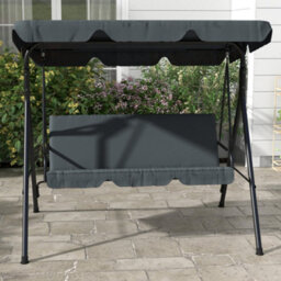 Outsunny Outdoor Metal Hammock Swing Chair 3-Seater Patio Bench Garden Grey - thumbnail 8