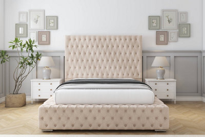 "Sloomy Ambassador Sand Naples Bed Frame With Mattress With 50""  Upholstered Headboard 3' Single" - image 1