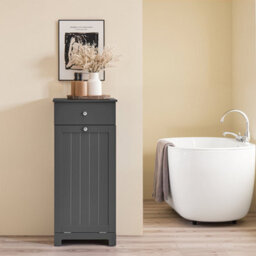 Sobuy Low Bathroom Cabinet With 1 Drawer 40X38X91Cm Modern Bzr21-Ii-Dg - thumbnail 6