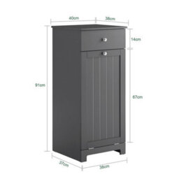 Sobuy Low Bathroom Cabinet With 1 Drawer 40X38X91Cm Modern Bzr21-Ii-Dg - thumbnail 3