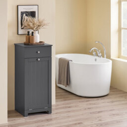 Sobuy Low Bathroom Cabinet With 1 Drawer 40X38X91Cm Modern Bzr21-Ii-Dg - thumbnail 2