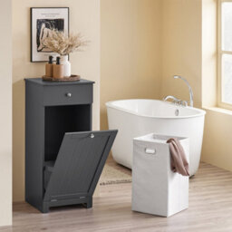 Sobuy Low Bathroom Cabinet With 1 Drawer 40X38X91Cm Modern Bzr21-Ii-Dg - thumbnail 4