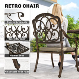 Outsunny 9 Piece Cast Aluminium Garden Dining Set With Cushions, Bronze Tone - thumbnail 7