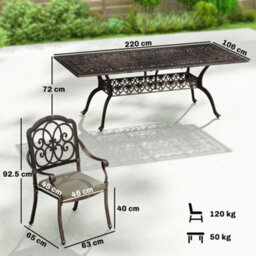Outsunny 9 Piece Cast Aluminium Garden Dining Set With Cushions, Bronze Tone - thumbnail 3
