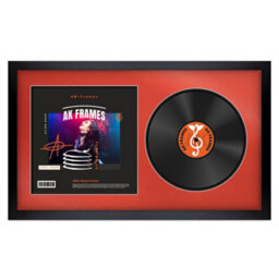 "30X17"" Matte Black Modern Vinyl Record Frame With Poppy Red Mount For 12 Inch Lp Album Cover & Disc - Ak Frames"