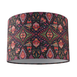 Happy Homewares Bohemian Kaleidoscope Cotton Lamp Shade With Green And Red Colouring - thumbnail 1