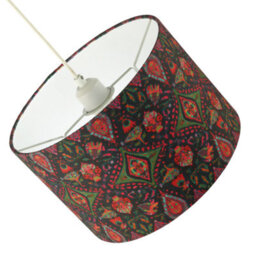 Happy Homewares Bohemian Kaleidoscope Cotton Lamp Shade With Green And Red Colouring - thumbnail 5