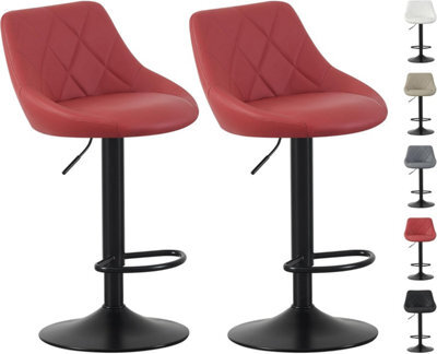 MCC Direct Set Of 2 Height Adjustable Kitchen Bar Stool Breakfast Chairs With Footrest Red - Stanley - image 1