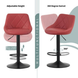 MCC Direct Set Of 2 Height Adjustable Kitchen Bar Stool Breakfast Chairs With Footrest Red - Stanley - thumbnail 3