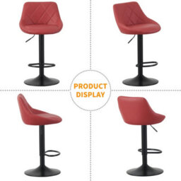 MCC Direct Set Of 2 Height Adjustable Kitchen Bar Stool Breakfast Chairs With Footrest Red - Stanley - thumbnail 4