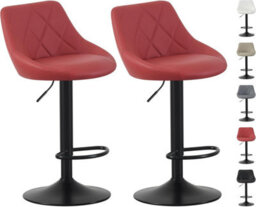 MCC Direct Set Of 2 Height Adjustable Kitchen Bar Stool Breakfast Chairs With Footrest Red - Stanley - thumbnail 1
