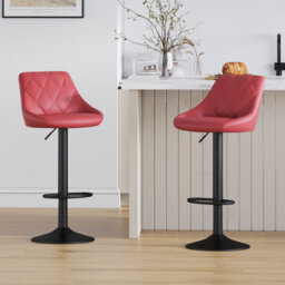MCC Direct Set Of 2 Height Adjustable Kitchen Bar Stool Breakfast Chairs With Footrest Red - Stanley - thumbnail 5