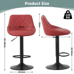 MCC Direct Set Of 2 Height Adjustable Kitchen Bar Stool Breakfast Chairs With Footrest Red - Stanley - thumbnail 6