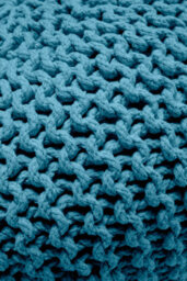 Knitted Pouffe Chunky Round Footstool Ottoman 100% Cotton Handmade Teal - thumbnail 5