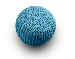 Knitted Pouffe Chunky Round Footstool Ottoman 100% Cotton Handmade Teal - thumbnail 3