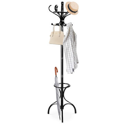 Costway Floor Standing Hat Coat Rack Stand Hanger Umbrella Stand Hall Tree Rack 12 Hook - image 1