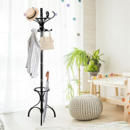 Costway Floor Standing Hat Coat Rack Stand Hanger Umbrella Stand Hall Tree Rack 12 Hook - thumbnail 5