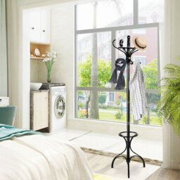 Costway Floor Standing Hat Coat Rack Stand Hanger Umbrella Stand Hall Tree Rack 12 Hook - thumbnail 3