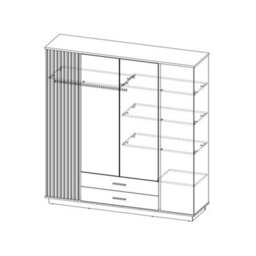 Arte Oak Wotan & Black Matt Lamelo 18 Hinged Wardrobe H205Cm W197Cm D52Cm - Spacious Modern Storage Solution - thumbnail 3