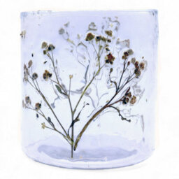 Serenityy Primavera Margarita Natural Floral Recycled Glass Straight Candle Holder 8X8Cm - thumbnail 7