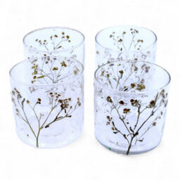 Serenityy Primavera Margarita Natural Floral Recycled Glass Straight Candle Holder 8X8Cm - thumbnail 9