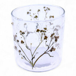 Serenityy Primavera Margarita Natural Floral Recycled Glass Straight Candle Holder 8X8Cm - thumbnail 4