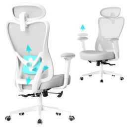 LEDREM Ergonomic Office Chair, Computer Desk Chair, Adjustable Lumbar Support And Headrest, 150 Kg Weight Capacity - thumbnail 2