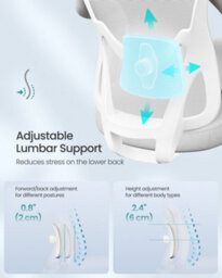 LEDREM Ergonomic Office Chair, Computer Desk Chair, Adjustable Lumbar Support And Headrest, 150 Kg Weight Capacity - thumbnail 5