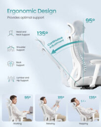 LEDREM Ergonomic Office Chair, Computer Desk Chair, Adjustable Lumbar Support And Headrest, 150 Kg Weight Capacity - thumbnail 4