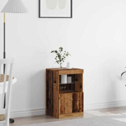Berkfield Sideboard With Led Lights Old Wood 41X37X67 Cm - thumbnail 1