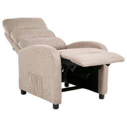 Beliani Recliner Chair Otus Fabric Taupe - thumbnail 4