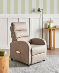 Beliani Recliner Chair Otus Fabric Taupe - thumbnail 2