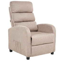 Beliani Recliner Chair Otus Fabric Taupe - thumbnail 1