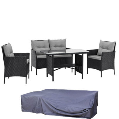 Evre Anthracite Florence Garden Rattan Furniture Dining Set 4 Piece Seat Chair Outdoor Wicker Cover - image 1
